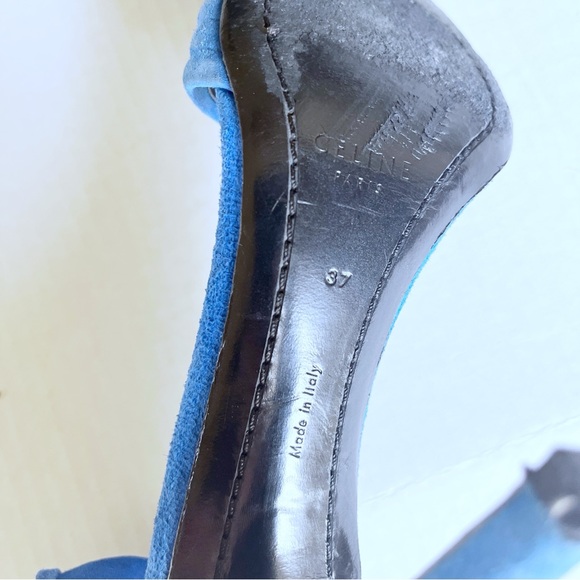 Celine Royal Blue Suede Ankle Strap High Heel Sandal Size 37 - Picture 5 of 7